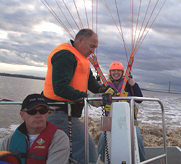 When your parasailing session has finished you land safely back on the boat 